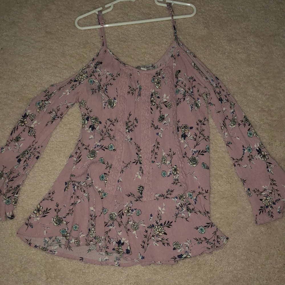 Pink Floral Off The Shoulder Top